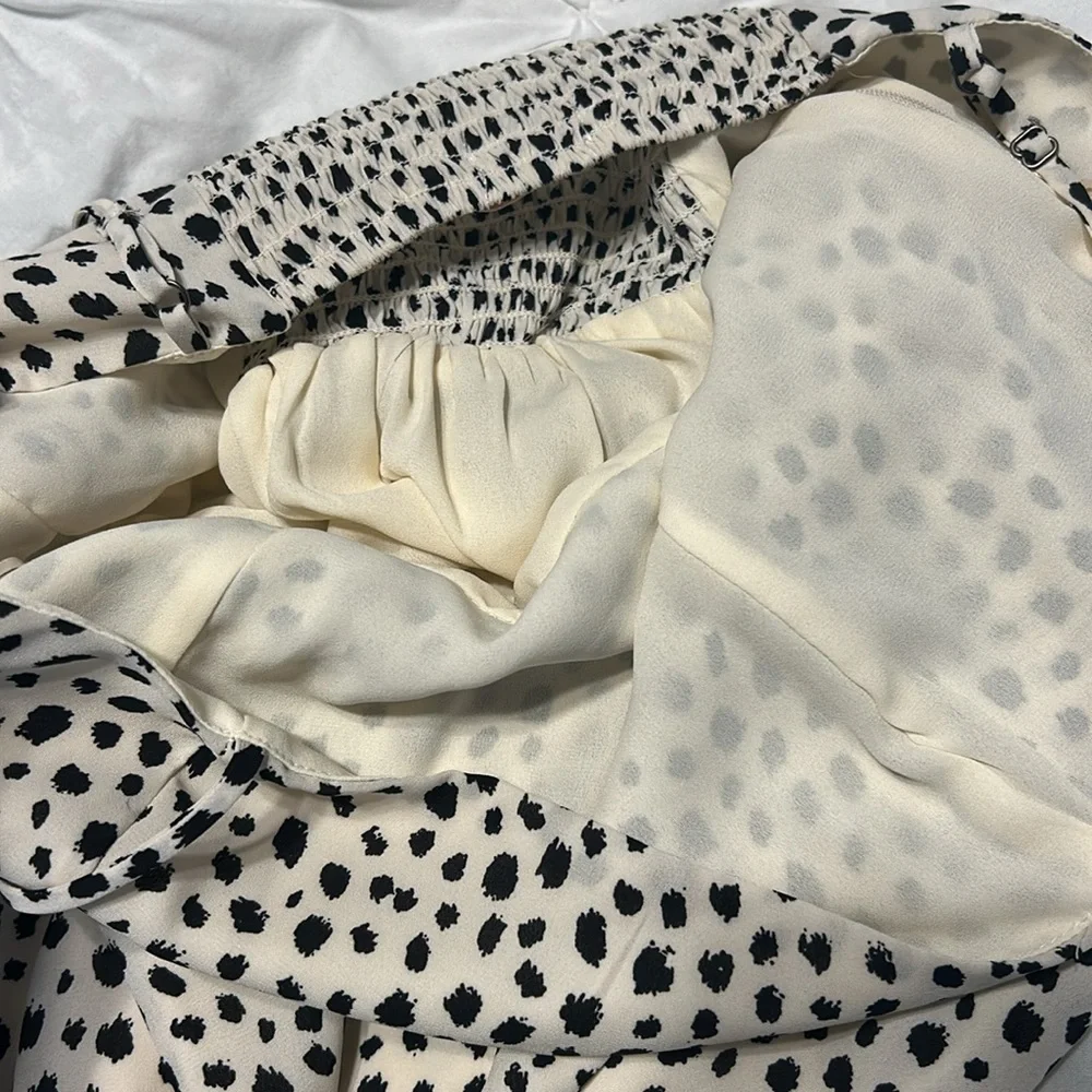 GB Medium Juniors Strappy White Cream Polka Dot Dress Mini Dress - Picture 9 of 16